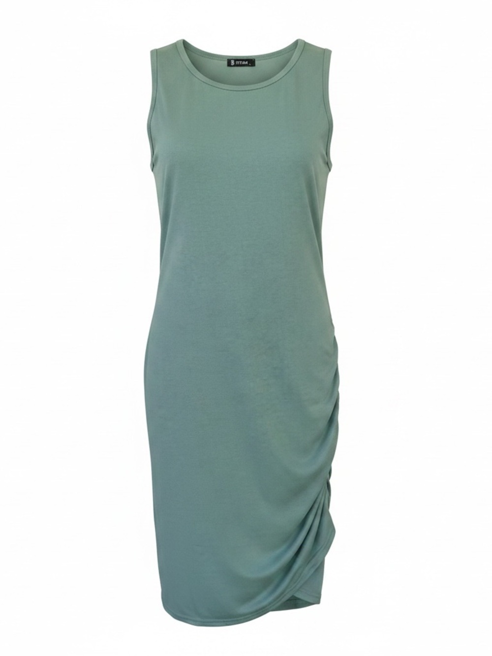 BTFBM Knit Tank Dress Sleeveless Crew Neck Pullover Knee Length Women XL Green